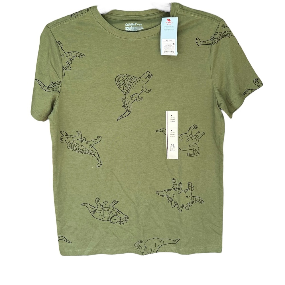 NWT Cat & Jack Green Dinosaur Short Sleeve Tee